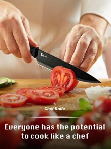 Knife Set With Knife Block Set, 7-Piece Chef's Knife Set With Knife, Scissors, Knife Block For Chopping Meat/Vegetables/Fruit, Slicing, Cutting Dice, Silver,