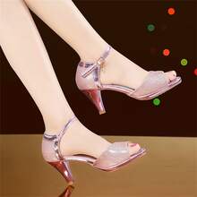 女性韓語風格高跟鞋涼鞋,美麗和時髦夏天戶外鞋 - 淡紫色 - 查看 1