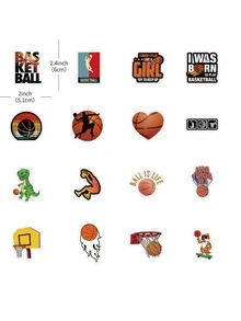 Finego 50 piezas baloncesto Pegatinas , baloncesto Álbum de recortes Pegatinas para Niños adolescentes Chicos Chicas , impermeable vinilo Pegatinas para Botella de agua ordenador portátil álbumes de recortes patineta guitarra - Multicolor - Ver 2
