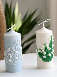 1入組百合花缸香薰蠟燭矽膠模具用於裝飾品、石膏和樹脂模具 - 白色 - 查看 2