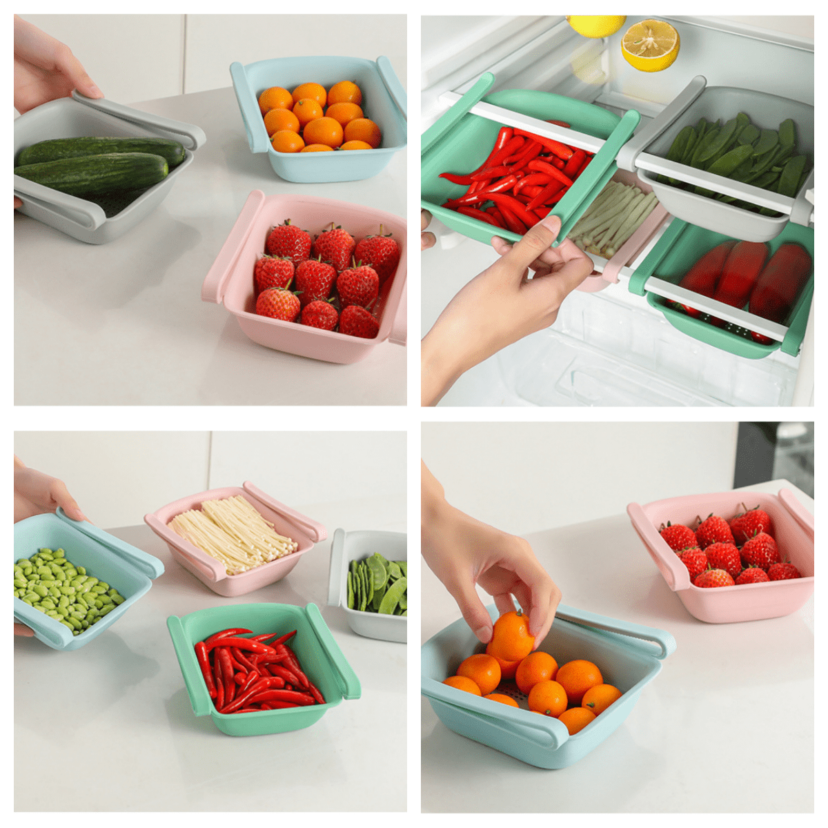 Fridge Storage Rack Drawer Organizer, Under Shelf Fridge Storage Box