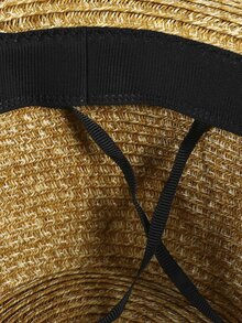 Bow Decor Straw Hat - Khaki - View 5
