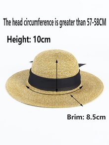 Bow Decor Straw Hat - Khaki - View 2