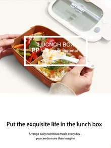 密封絕緣飯盒微波加熱容器冰箱保鮮盒收納盒 - 咖啡棕 - 查看 2