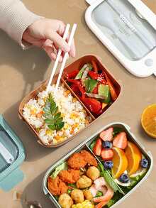 密封絕緣飯盒微波加熱容器冰箱保鮮盒收納盒 - 咖啡棕 - 查看 3