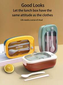 密封絕緣飯盒微波加熱容器冰箱保鮮盒收納盒 - 咖啡棕 - 查看 5