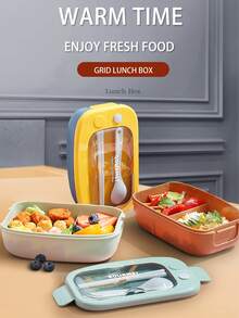 密封絕緣飯盒微波加熱容器冰箱保鮮盒收納盒 - 咖啡棕 - 查看 1