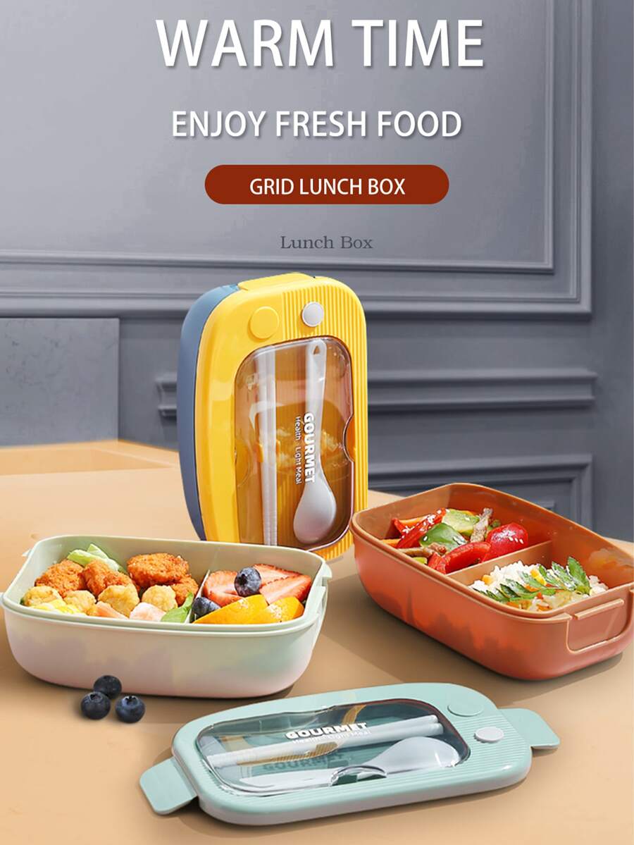 密封絕緣飯盒微波加熱容器冰箱保鮮盒收納盒 - 咖啡棕 - 查看 1