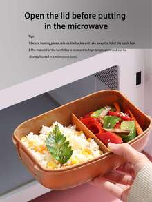 密封絕緣飯盒微波加熱容器冰箱保鮮盒收納盒 - 咖啡棕 - 查看 8