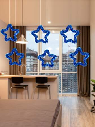 1入組35cm寵物彩色條紋花環帶五尖星星,彩虹緞帶