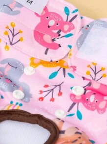 1pc Reusable Cartoon Animal Print Female Dog Diaper, Pink - Multicolor - View 6