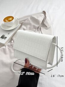 Mini Solid Color Minimalist Flap Crossbody Bag - White - View 2