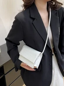 Mini Solid Color Minimalist Flap Crossbody Bag - White - View 7