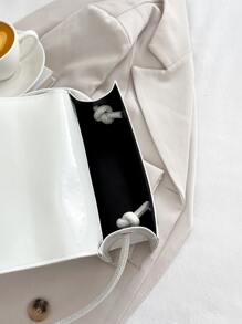 Mini Solid Color Minimalist Flap Crossbody Bag - White - View 5
