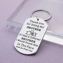 1入組兄弟禮物鑰匙圈姐姐適用於小的大兄弟男士姐姐在謝謝適用於兄弟首飾類適用於朋友生日婚禮家庭樹禮品禮物 - 銀色 - 查看 2