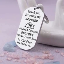 1入組兄弟禮物鑰匙圈姐姐適用於小的大兄弟男士姐姐在謝謝適用於兄弟首飾類適用於朋友生日婚禮家庭樹禮品禮物 - 銀色 - 查看 3