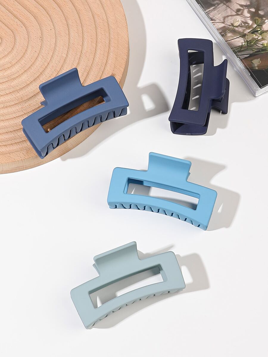 1pc/4pcs Blue Gradient Matte Square Hair Claw, 8.5cm Claw Clips Hair Clips Hair Jaw Clip Hair Clamps Hair Clutch Hair Catcher Clip Fall Winter Hair Accessories For Women For Vacation Outfits Woman - Multicolor - View 1