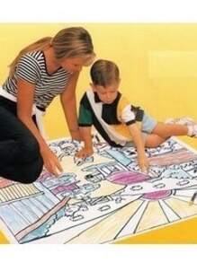 Tapete Para Colorear de Plástico Reusable Reusable Mat Ship - Borra crayolas y Plumones Base Agua - Blanco - Ver 3