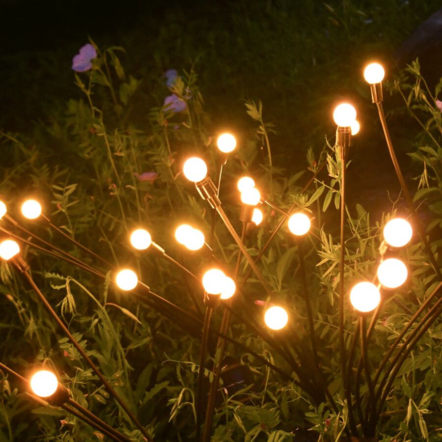 1 Hoặc 2 Chiếc Đèn Sân Vườn Năng Lượng Mặt Trời Ngoài Trời Chống Nước Đom Đóm Đèn Sân Trang Trí 8 Đèn LED Chạy Bằng Năng Lượng Mặt Trời Lắc Lư Ánh Sáng Cảnh Quan Cho Sân Trong Con Đường Hoa Trang Trí Sân Sau, Màu Trắng Ấm - ánh sáng trắng ấm áp - Xem 1