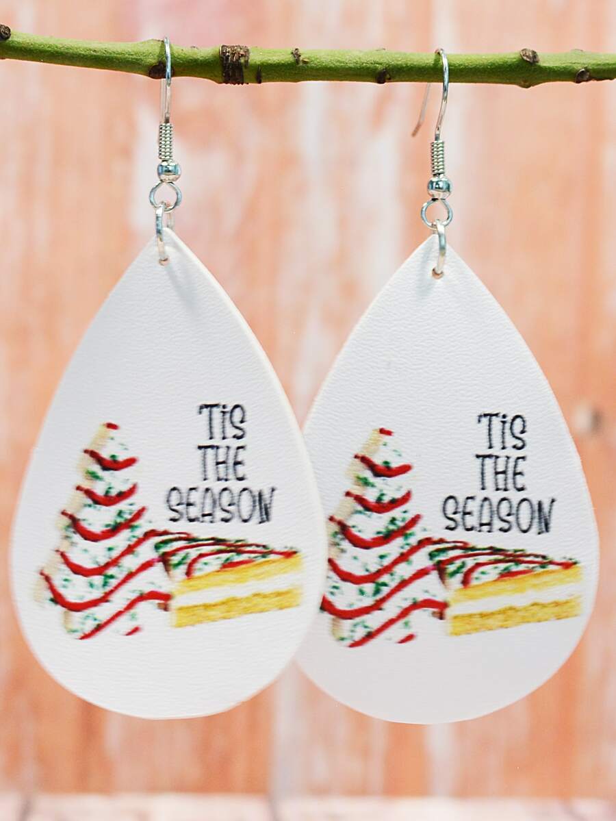 1 đôi Cây thông noel & Bánh Giọt nước mắt Hình dạng Tính hai mặt In Nhẹ Hoa tai Đối với phụ nữ - Nhiều màu - Xem 1