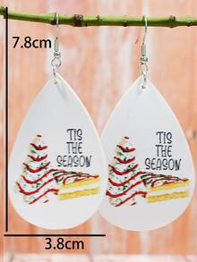 1 đôi Cây thông noel & Bánh Giọt nước mắt Hình dạng Tính hai mặt In Nhẹ Hoa tai Đối với phụ nữ - Nhiều màu - Xem 3