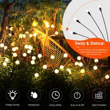 1 Hoặc 2 Chiếc Đèn Sân Vườn Năng Lượng Mặt Trời Ngoài Trời Chống Nước Đom Đóm Đèn Sân Trang Trí 8 Đèn LED Chạy Bằng Năng Lượng Mặt Trời Lắc Lư Ánh Sáng Cảnh Quan Cho Sân Trong Con Đường Hoa Trang Trí Sân Sau, Màu Trắng Ấm - ánh sáng trắng ấm áp - Xem 2