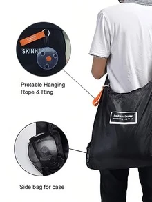 1入組可折疊便攜購物袋,收納袋 - 粉色 - 查看 4