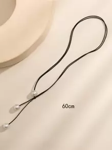 Faux Pearl Decor Y Lariat Necklace - Multicolor - View 3
