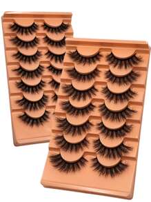 7對/包厚卷曲蓬鬆浓密假睫毛貂毛睫毛貓眼混合式長款8d浓密假睫毛條,貼合眼角,令眼睛看起來更翹更長更有型,美妝必備。 - 黑色 - 查看 2