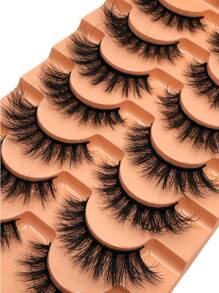 7對/包厚卷曲蓬鬆浓密假睫毛貂毛睫毛貓眼混合式長款8d浓密假睫毛條,貼合眼角,令眼睛看起來更翹更長更有型,美妝必備。 - 黑色 - 查看 7