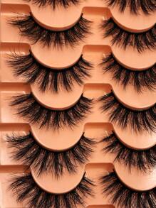 7對/包厚卷曲蓬鬆浓密假睫毛貂毛睫毛貓眼混合式長款8d浓密假睫毛條,貼合眼角,令眼睛看起來更翹更長更有型,美妝必備。 - 黑色 - 查看 5