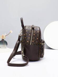 Mochila de moda con estampado - Café integral - Ver 2