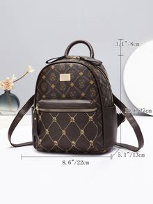 Mochila de moda con estampado - Café integral - Ver 6