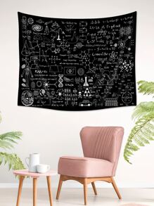 1pc Chemistry Formula Pattern Tapestry - Black and White - View 6