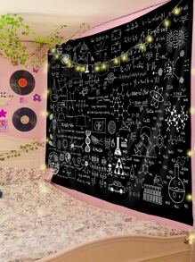 1pc Chemistry Formula Pattern Tapestry - Black and White - View 1