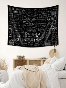 1pc Chemistry Formula Pattern Tapestry - Black and White - View 5