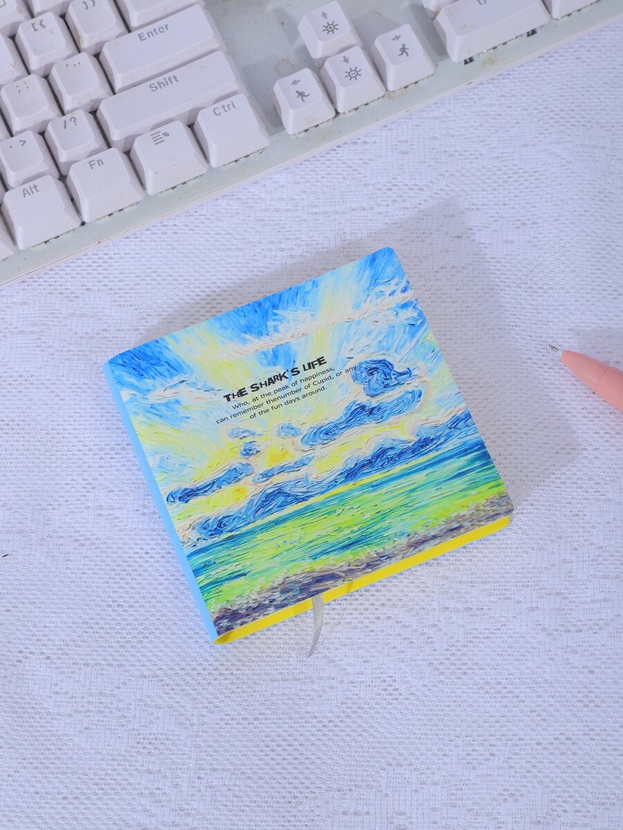 A7 Thick Square Notebook With Van Gogh Oil Painting Cover And Leather Surface - Multicolor - View 1