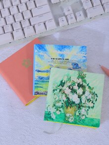 A7 Thick Square Notebook With Van Gogh Oil Painting Cover And Leather Surface - Multicolor - View 3