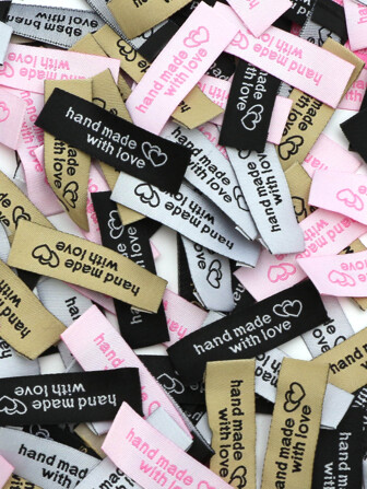 50入組標籤標籤帶Love標籤編織衣服標籤折疊標籤適用於配件