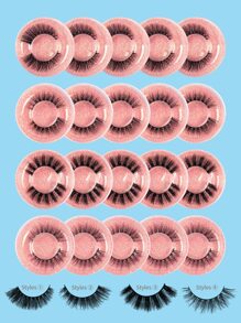 20 pares de pestañas postizas naturales de estilo mixto de MAGEFY, pestañas manga esponjosas y delgadas para uso diario, pestañas postizas esenciales para viajes - Negro - Ver 4