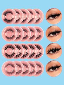 20 pares de pestañas postizas naturales de estilo mixto de MAGEFY, pestañas manga esponjosas y delgadas para uso diario, pestañas postizas esenciales para viajes - Negro - Ver 5