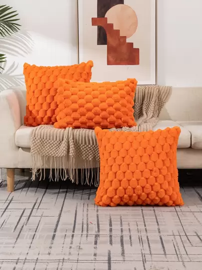 1入組貝殼式柔毛波西米亞風格枕套，適用於室內外全年使用，適合客廳和臥室裝飾。