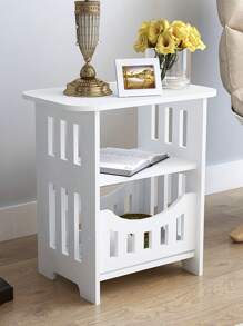 1pc Bedside Table/ Corner Tea Table For Living Room Sofa - White - View 1