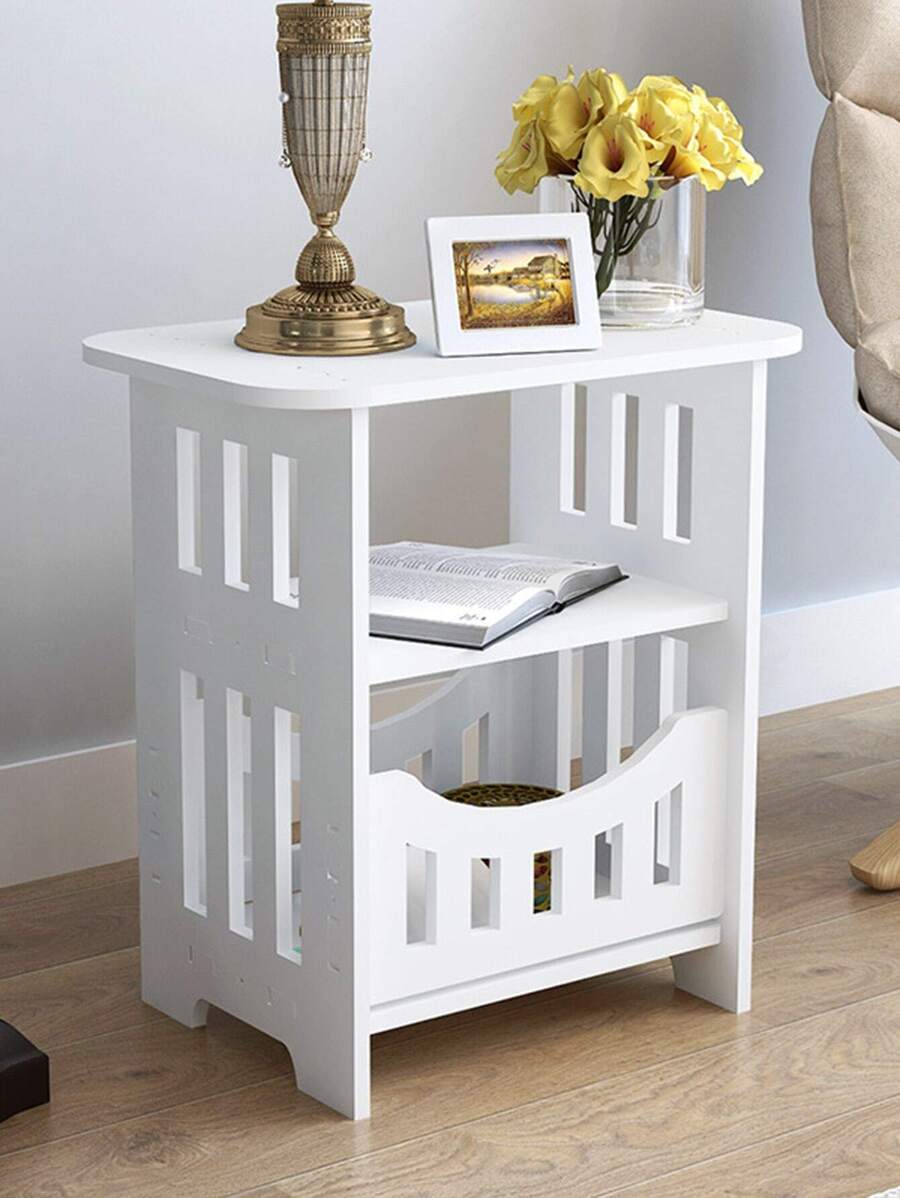 1pc Bedside Table/ Corner Tea Table For Living Room Sofa - White - View 1