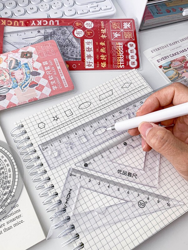 4pcs/set 20cm Creative Flexible Motivational Ruler Set Student