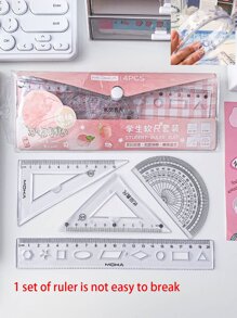 M O K A 4pcs/Set 20cm Creative Flexible Motivational Ruler Set Student Stationery Drawing Kit, Including Ruler, Protractor, Square Ruler And Bendable Ruler, One Set Delivered,Rulers - Multicolor - View 1