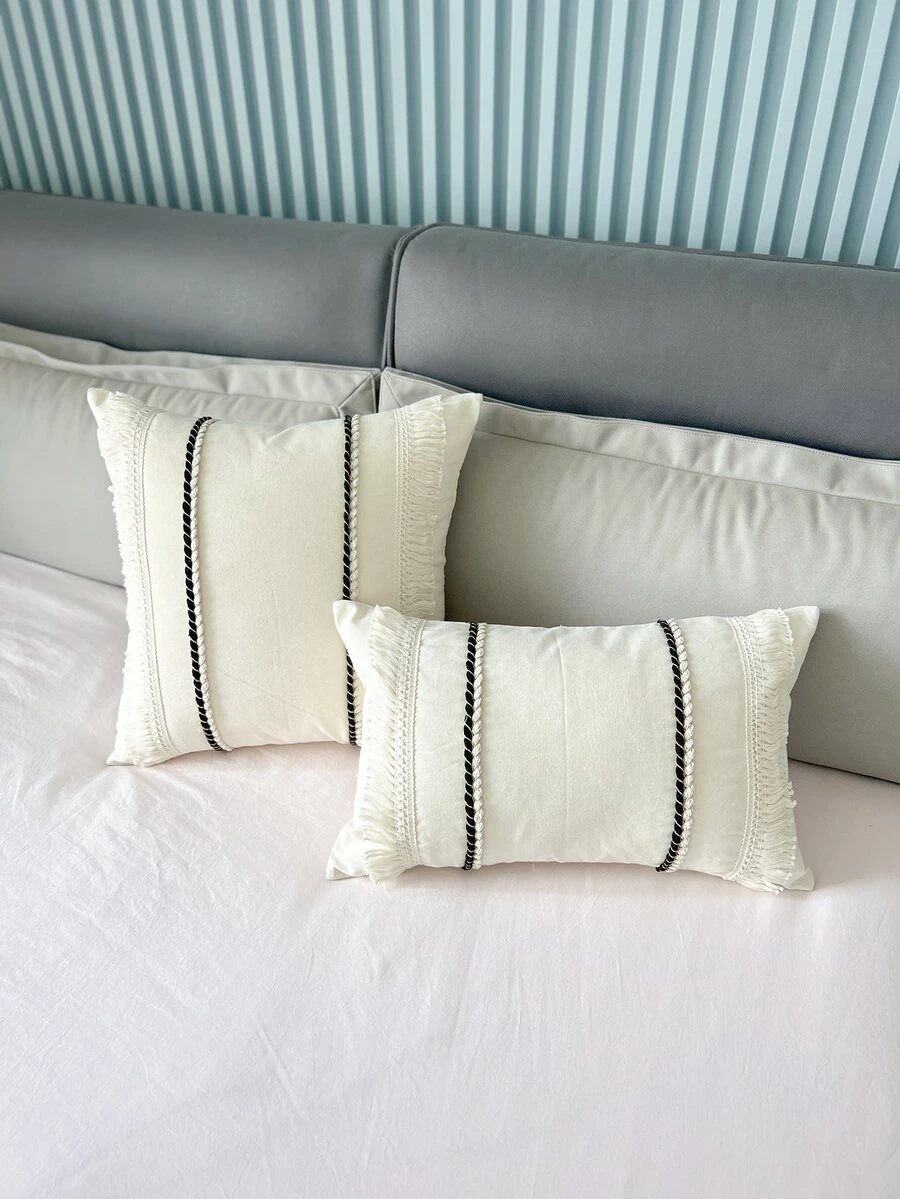 1入組帆布流蘇枕套 - 彩色 - 查看 1