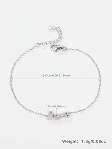 歐美時尚華麗女士們鑽石圓環晚餐低過敏性方晶鋯石項鍊手環三件套套裝 - 銀色 - 查看 7