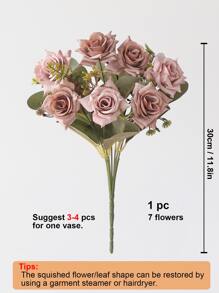 1 pièce Bouquet de mariée rose de 7 têtes, décorations de table de fête, avec des bords recourbés. Également pour la décoration de la salle de séjour, la Saint-Valentin, les cadeaux