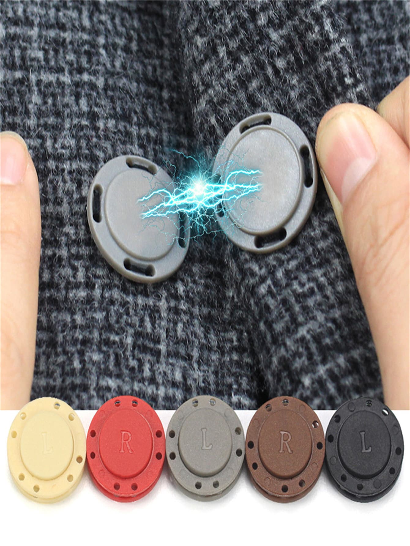 1套磁性扣適用於衣服毛衣外套開衫鈕扣 - 黑色 - 查看 1